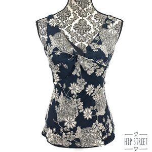 TAPEMEASURE Tank Blouse Sleeveless Knot Front Floral Silk Chiffon 10